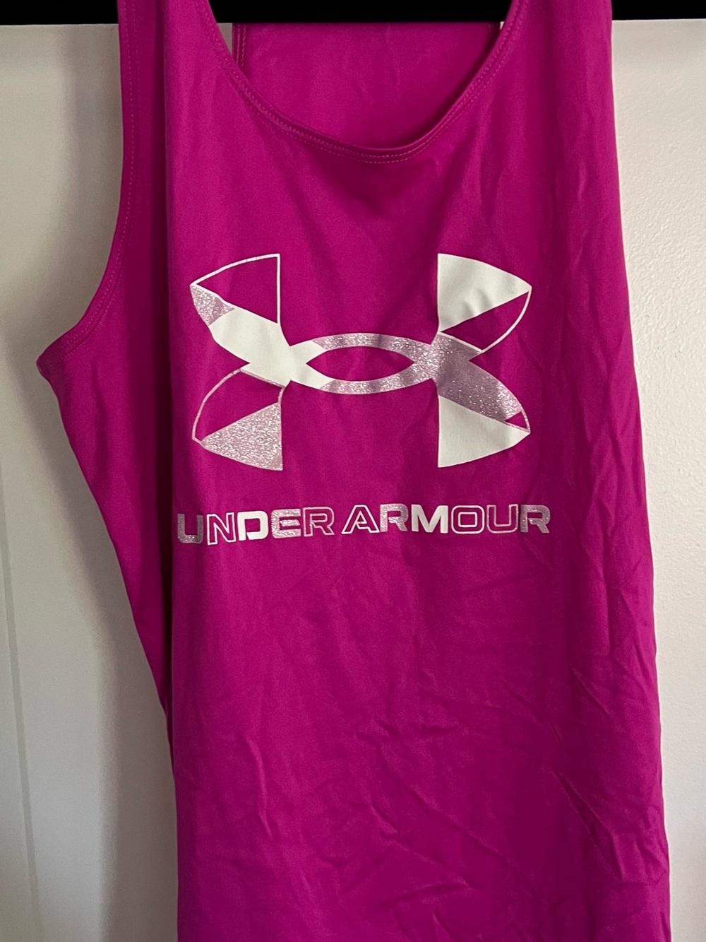 Under Armour Hot Pink Tank Top with White & Silver Logo